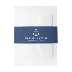 Nautical Wedding Invitation Belly Band / Navy