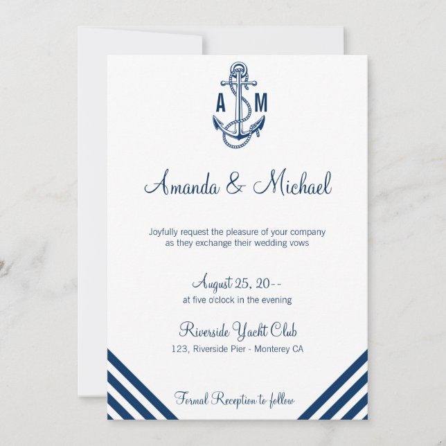Nautical Wedding invitation card (Front)