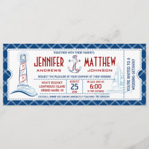 Nautical Wedding Invitation Ticket
