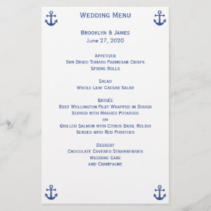 Nautical Wedding Menu Custom Flyer