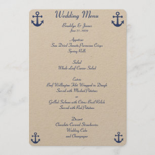 Nautical Wedding Menu Custom Invitations