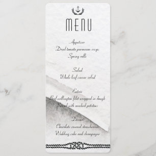 Nautical Wedding Menu Grey And White