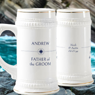 Nautical Wedding Party Gift Father of the Groom Beer Stein