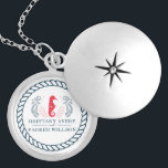 Nautical Wedding Personalised Gift Locket Necklace<br><div class="desc">Modern Nautical Wedding design. Easy to Personalise. If you have any questions feel free to contact me. Perfect for Summer Wedding Celebrations. Matching products can be found in Nautical Wedding collection. You are welcome to visit my store for more beautiful products.</div>