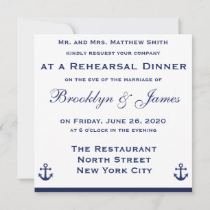 Nautical Wedding Rehearsal Dinner Invitations