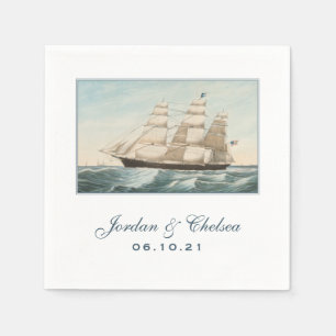 Nautical Wedding Sailing Clipper Ship Custom Napkin