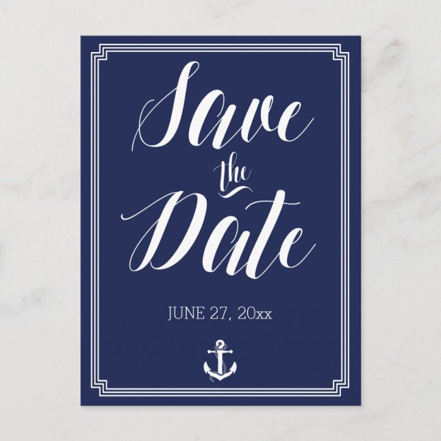 Nautical Wedding Save The Date Postcards Frame (Front)