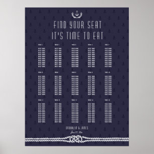Nautical Wedding Seating Chart Blue Anchors