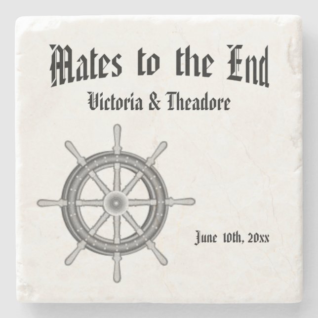 Nautical Wedding Stone Coaster (Front)
