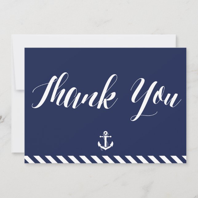 Nautical Wedding Thank You Cards With Stripes (Front)