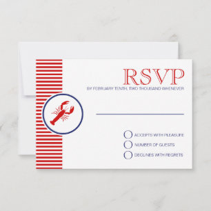 Nautical Wedding Theme RSVP Red Lobster Custom Card
