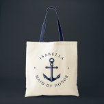 Nautical Wedding | Tote Bag<br><div class="desc">A fully customisable and fun tote bag with a unique nautical theme. It features a anchor centred in the middle in a vibrant navy and white colour scheme. Your text details circle around the edges. All elements are on unlocked and adjustable, so have fun creating and making it your own....</div>