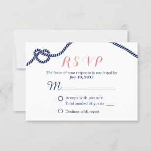 Nautical Wedding Tying the Knot RSVP Card