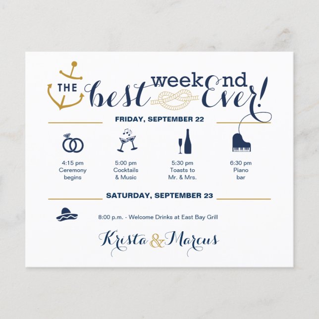 Nautical Wedding Weekend Itinerary 2 (Front)