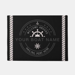 Nautical Welcome Aboard Boat Name  Doormat