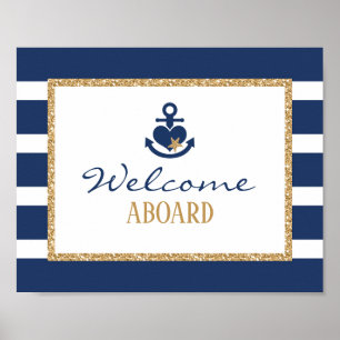 Nautical Welcome Sign Navy & Gold