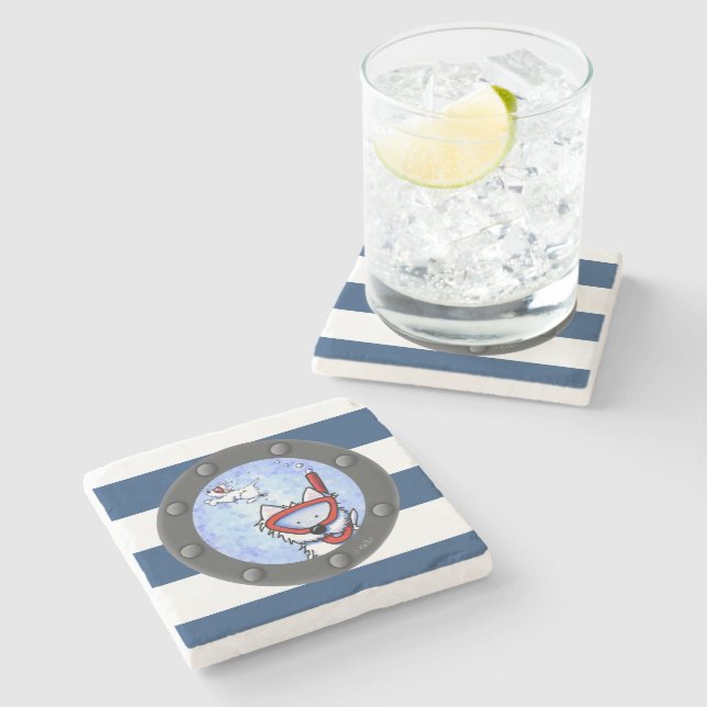 Nautical Westies Porthole Stone Coaster (Side)