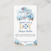 Nautical Whale Ahoy It's a Boy Diaper Raffle