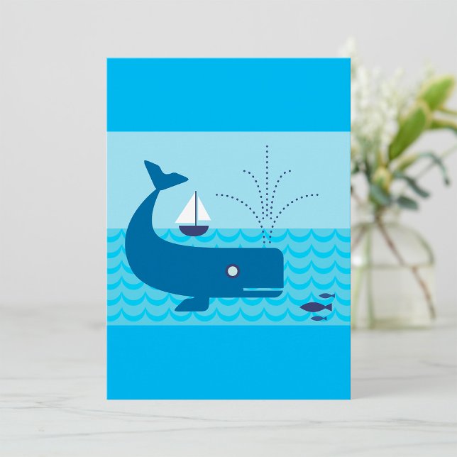 Nautical Whale and Sailboat Ocean Blue Sea Invitation (Creator Uploaded)