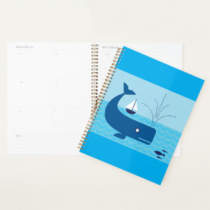 Nautical Whale and Sailboat Ocean Blue Sea Planner