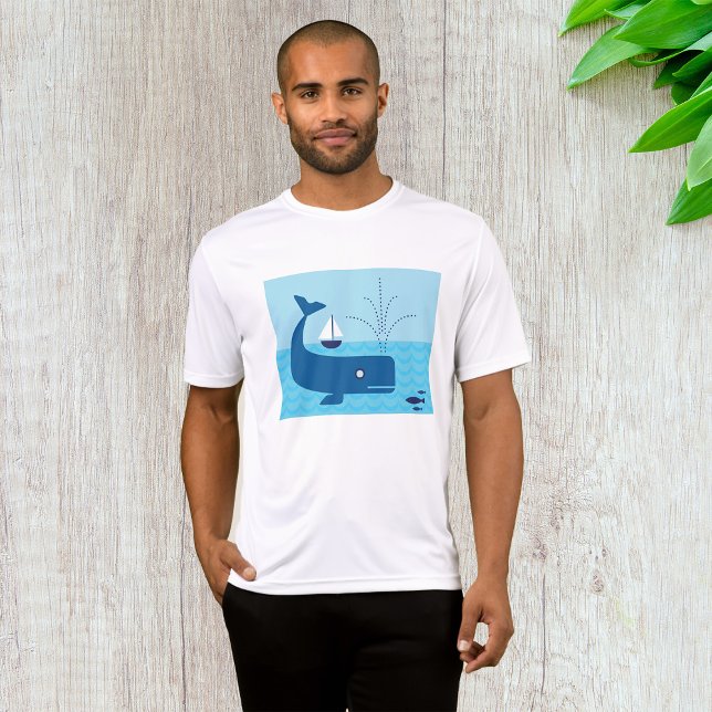 Nautical Whale and Sailboat Ocean Blue Sea T-Shirt (Creator Uploaded)