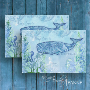 Nautical Whale Beach Seahorse Blue Mint Decoupage Tissue Paper