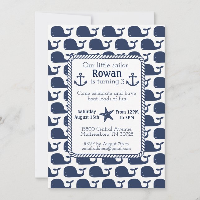 Nautical Whale Birthday Card (Front)