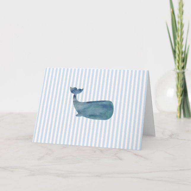Nautical Whale Blue Stripe Card (Front)