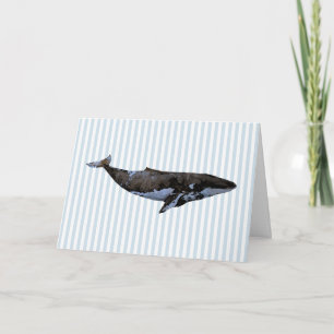 Nautical Whale Blue Stripe Card