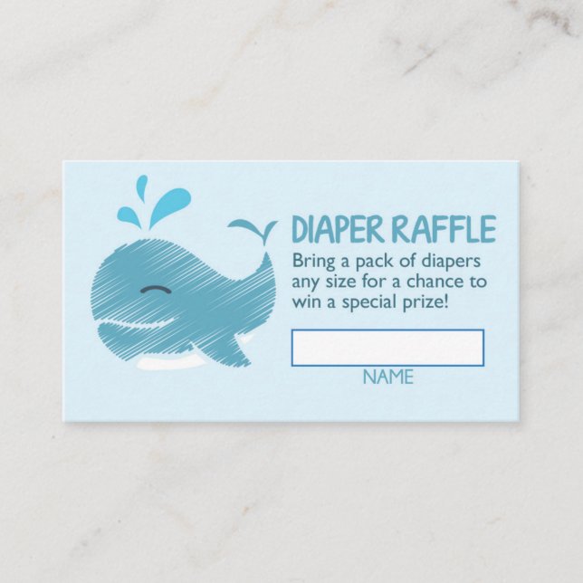 Nautical Whale Diaper Raffle Ticket (boy) Enclosure Card (Front)