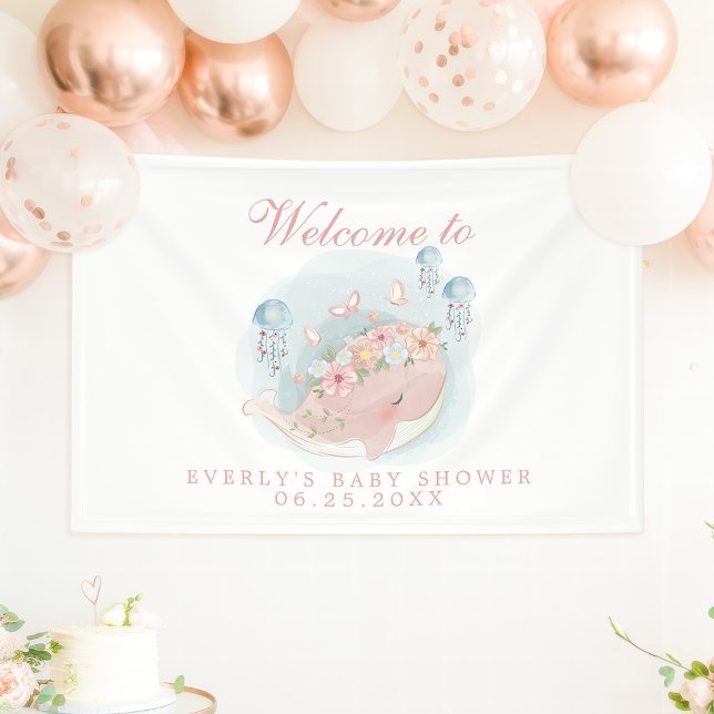 Nautical Whale Jellyfish Girl Baby Shower Welcome Banner (Creator Uploaded)