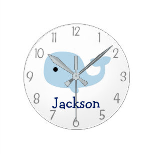 Nautical Whale Nursery Wall Clock