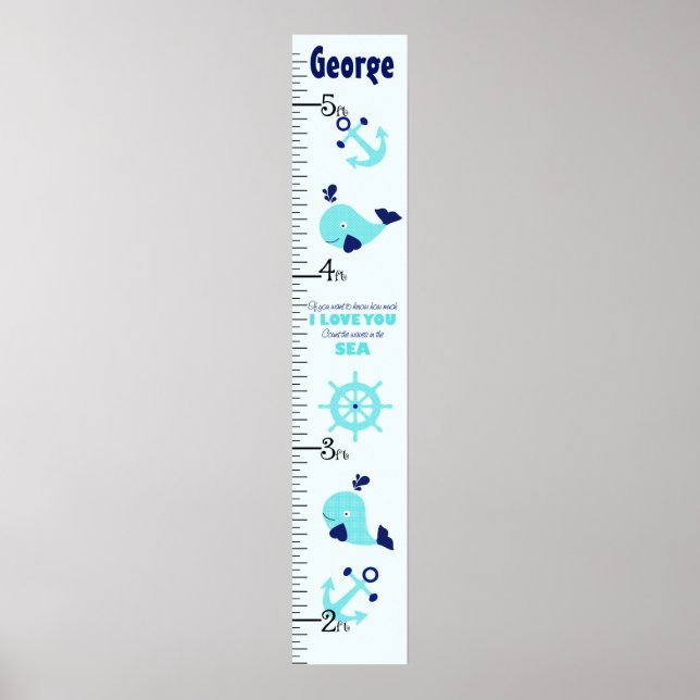 Nautical Whale Quote Growth Chart Keep at 8x44! (Front)