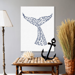 Nautical Whale Tail Line Art Canvas Print