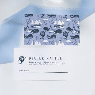 Nautical Whale Theme Baby Shower Diaper Raffle Enclosure Card