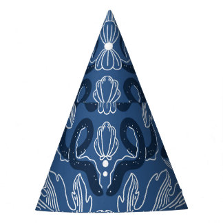 Nautical whales, damask texture pattern. party hat