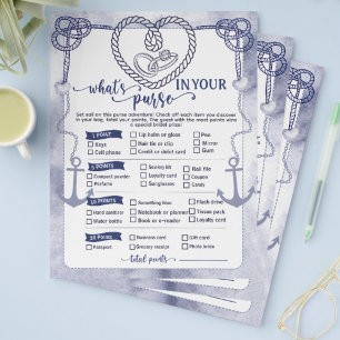 Nautical What in Your Purse Game Bridal Shower Flyer