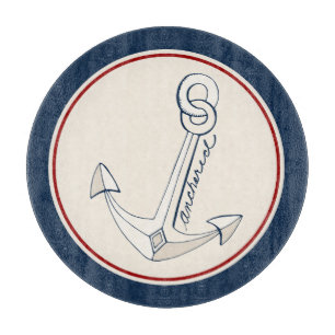 Nautical White Anchor Cutting Board