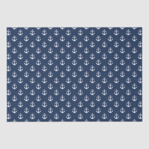 Nautical white anchor on a navy blue background tissue paper