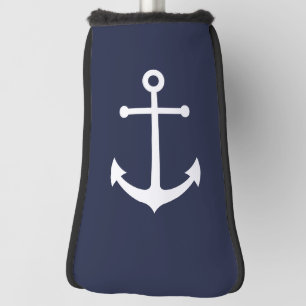 Nautical White Anchor on Navy Blue Golf Head Cover