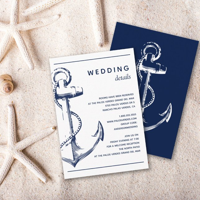 Nautical White Anchor Wedding Detail Enclosure Card (Creator Uploaded)