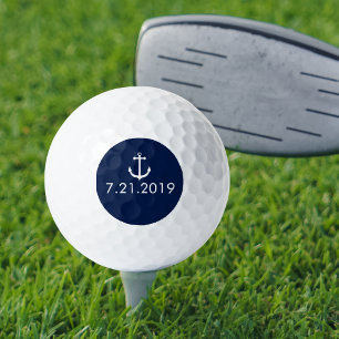 Nautical White Anchor Your text/date Personalised Golf Balls