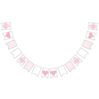 Nautical White and Pink  Bunting