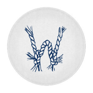 Nautical white blue sailing rope monogram initial cutting board
