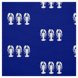 Nautical White Lobsters Fabric