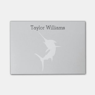 Nautical White Marlin Silhouette with Name Post-it Notes