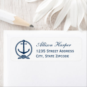 Nautical White Navy Anchor Wedding Address