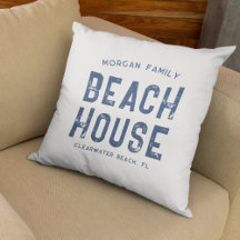 Nautical White Navy Blue Family Name Beach House