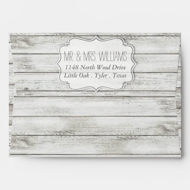 Nautical Whitewashed Wood Beach Wedding Collection Envelopes (Back (Top Flap))
