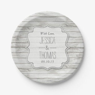 Nautical Whitewashed Wood Beach Wedding Collection Paper Plate